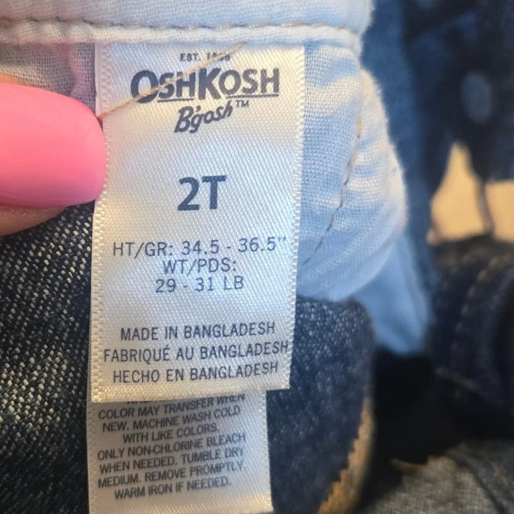 OshKosh Bgosh Kids 2T Blue Denim Bib Overalls Carpenter Workwear Medium Wash